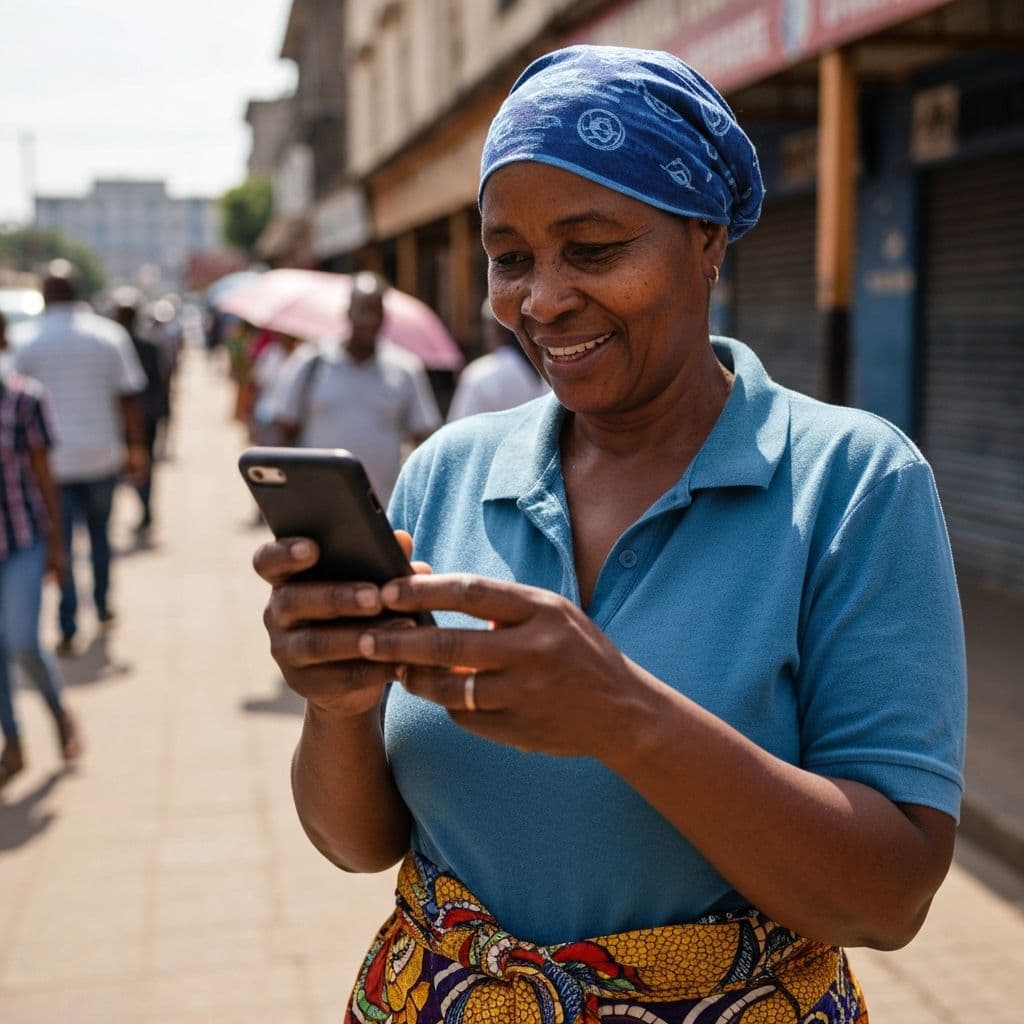 Zimbabwean woman sharing content on social media