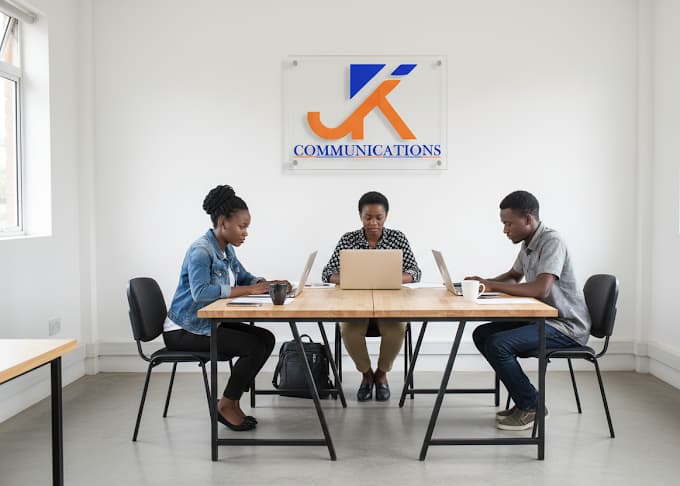 JayK Communications team collaborating in Harare, Zimbabwe